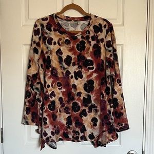 EUC - LOGO Lounge by Lori Goldstein Printed Knit French Terry Top